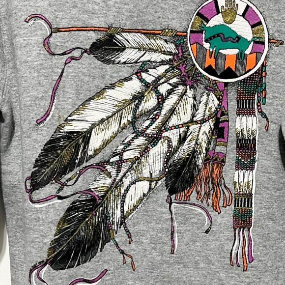 Diamond Dust Womens VTG 90s Cutoff Sweatshirt S Gray Native American Oversized - Picture 4 of 9